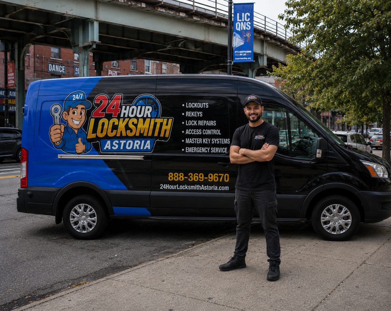 24 Hour Locksmith Astoria locksmith shaking hands with a customer at their door